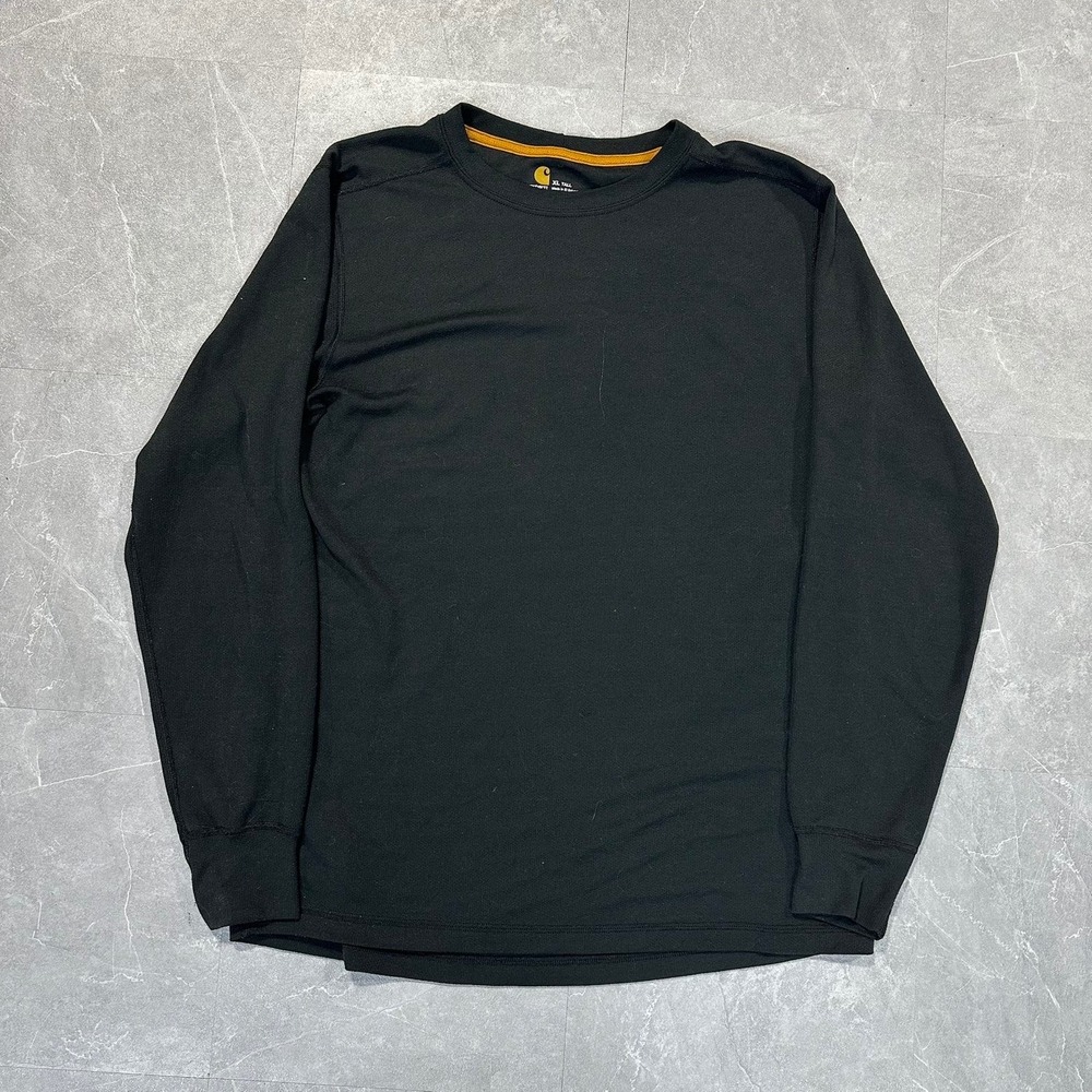 Carhartt Force Mens XL Tall Black Long Sleeve Crewneck T-Shirt Logo Patch 4754